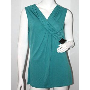 TAHARI Tolia KNIT Turquoise STONE Tank DRAPED Crossover TOP Modal( L )